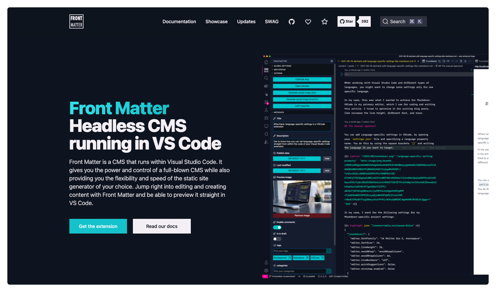 Front Matter Headless CMS for Visual Studio Code