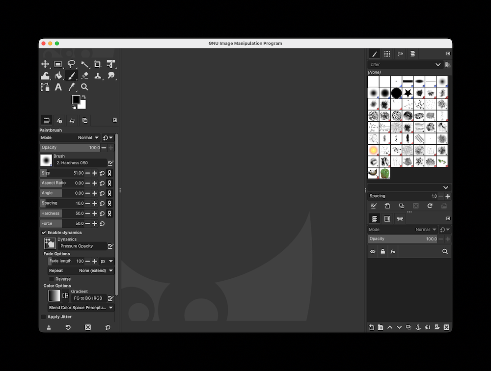 GIMP’s default layout